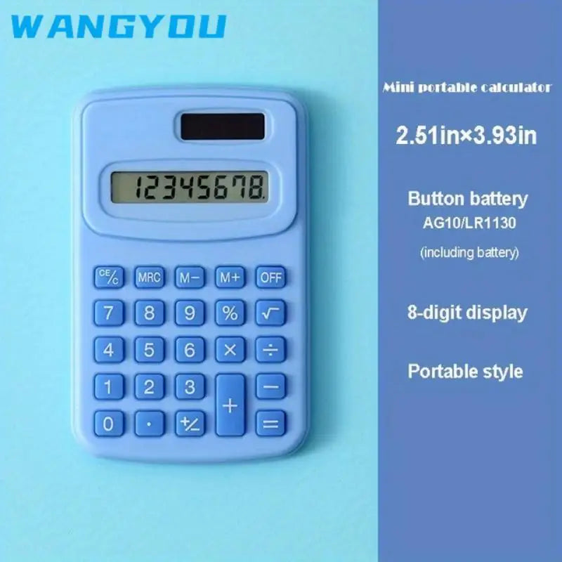 Small Solar Calculator Portable 8-Digit LCD Electronic Calculator – Cute Home & School Calculator for Kids and Primary Students