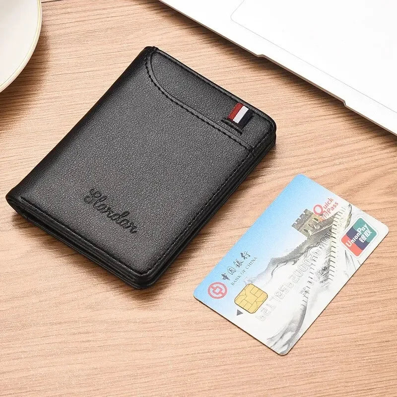 Men’s Vertical Multi-Card Wallet – Compact Driver’s License and Student Card Holder