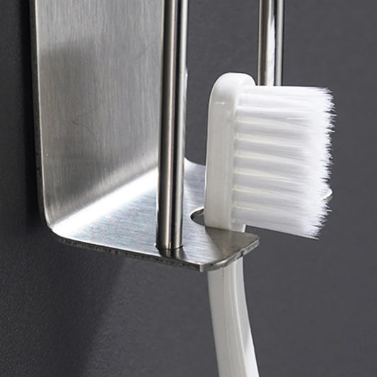 304 Stainless Steel Toothbrush & Cup Wall Hook – No-Drill Bathroom Holder for Toothbrushes, Razors, and Cups