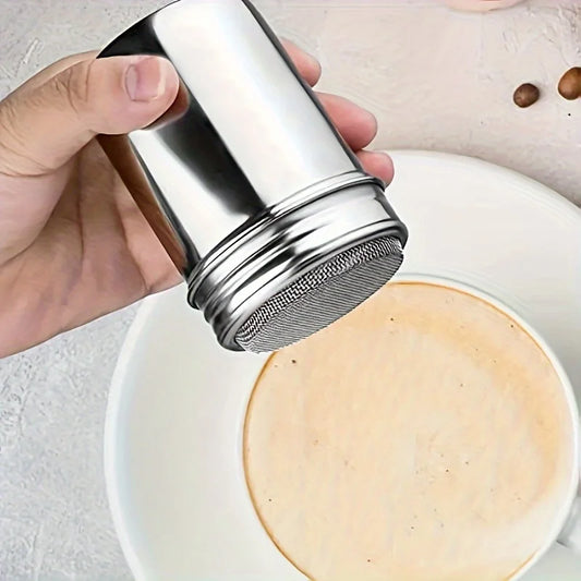 Stainless Steel Powder Sugar Shaker – Fine Mesh Icing Dispenser for Baking & Coffee