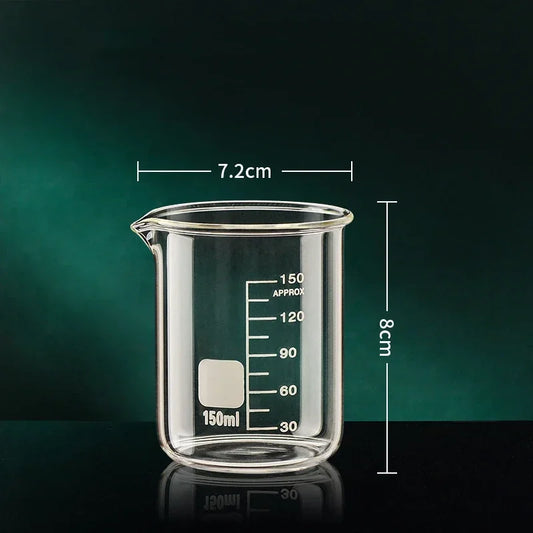 High Borosilicate Glass Measuring Cup – Clear Beaker with Scale for Kitchen Baking or Lab Use (50ml–1000ml)