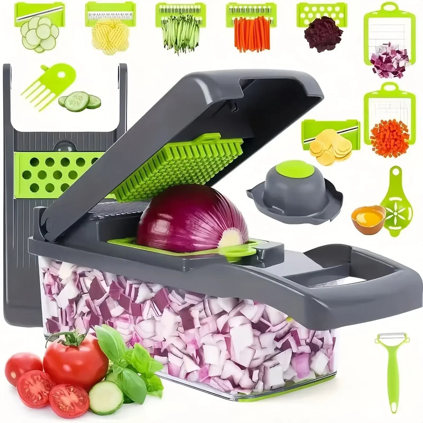 16IN1 Multifunctional Vegetable Chopper Handle Food Grater Dicer Vegetable Slicer Egg Liquid Separator Peeler Kitchen Gadgets
