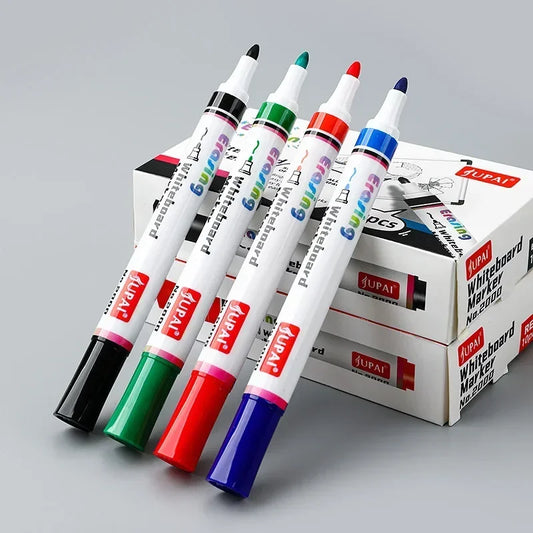 4 Colors Dry Erase Whiteboard Marker Pens – Low Odor Chalk Pens for Office & School