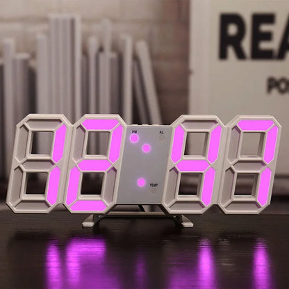 3D LED Digital Alarm Clock – Wall & Desk Clock with Temperature Display for Home & Office