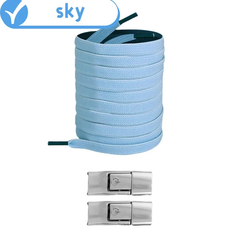 أربطة أحذية بدون عقدة - أربطة أحذية مسطحة مرنة 8 مم للأحذية الرياضية، للأطفال والكبار