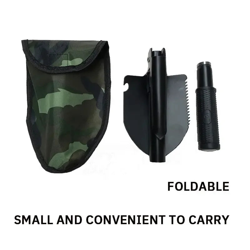 1PC Folding Military Shovel – Outdoor Multifunctional Shovel Pickaxe for Camping, Fishing & Emergency Use