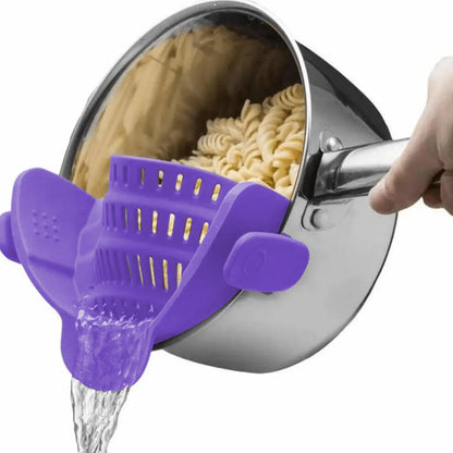 1Pc Clip-On Pot Strainer – Adjustable Silicone Strainer for Pots, Pans & Bowls
