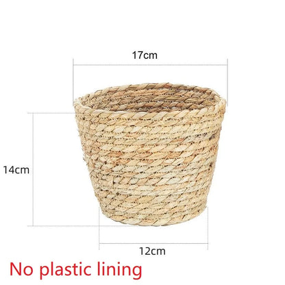 سلة نباتات زهور منسوجة من العشب، سلة زراعة داخلية وخارجية، وعاء زهور للحديقة، سلة نباتات زهور مزخرفة، استخدام تخزين