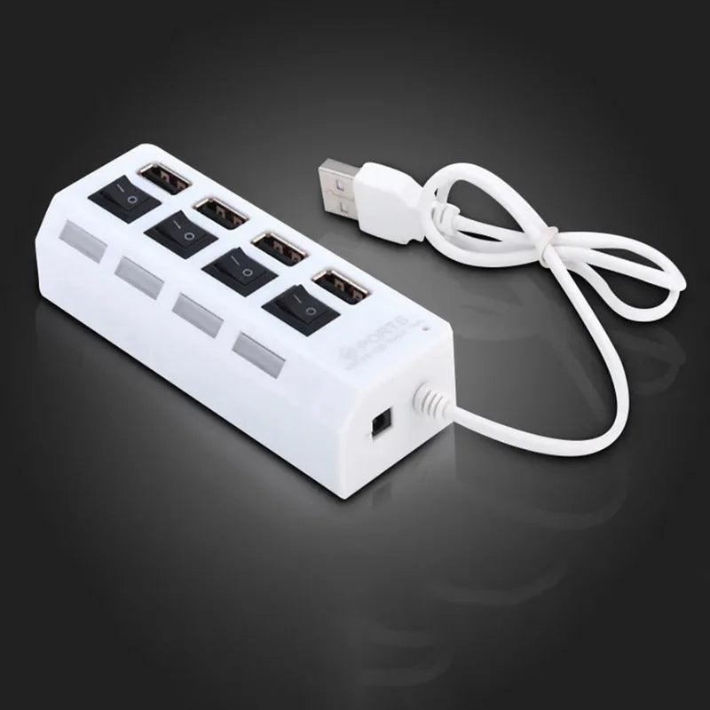 موزع USB متعدد المنافذ 2.0 - 4/7 منافذ USB عالية السرعة مع مفتاح LED لنقل البيانات من أجهزة الكمبيوتر المكتبية والمحمولة