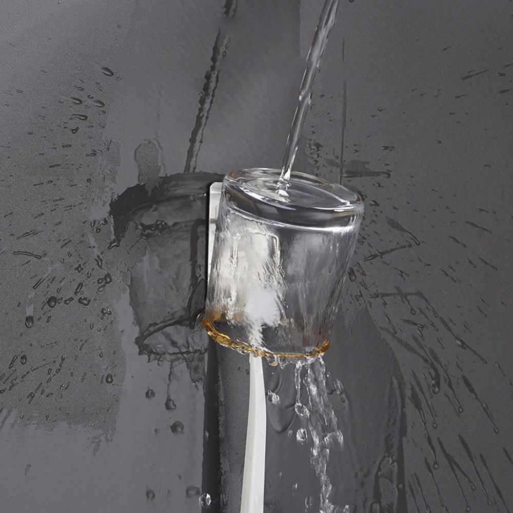 304 Stainless Steel Toothbrush & Cup Wall Hook – No-Drill Bathroom Holder for Toothbrushes, Razors, and Cups