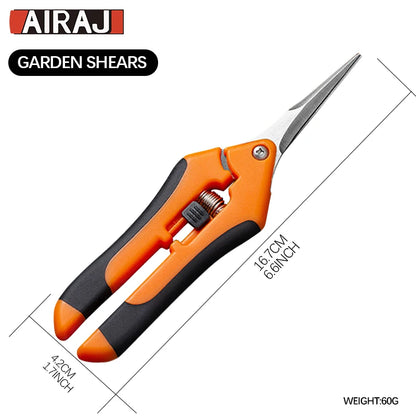AIRAJ 7-Inch Pruning Scissors – Garden Shears for Bonsai, Fruit, and Weeds