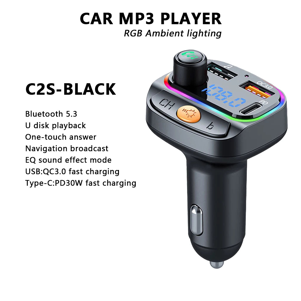 FM12B 1.44 Inch LCD Bluetooth Car MP3 Player Handsfree Wireless FM Transmitter Radio Adapter USB Car Charger Remote Control