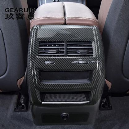 ملصق غطاء فتحة تهوية مكيف الهواء الخلفي من ألياف الكربون لسيارة BMW X5 G05 و X6 G06 موديلات 2019-2022، ملحقات داخلية