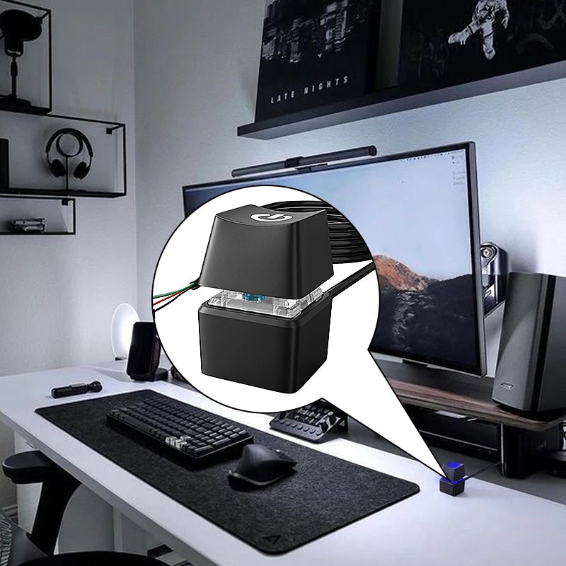 Computer Desktop Switch Power Button Extension Cable – 1.8m Blue LED PC Motherboard External Start On/Off