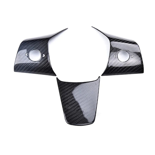 Real Dry Carbon Fiber Car Steering Wheel Cover Kit for Tesla 2016-2022 Model 3 Model Y Auto Exterior Accessories
