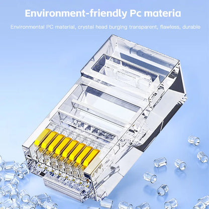 50 قطعة من موصلات Cat6، موصلات RJ45، كابل شبكة غير محمي برأس كريستالي مثقب RJ45 