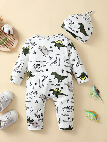 Bear Print Baby Romper – Soft Long Sleeve Winter Jumpsuit for Infants