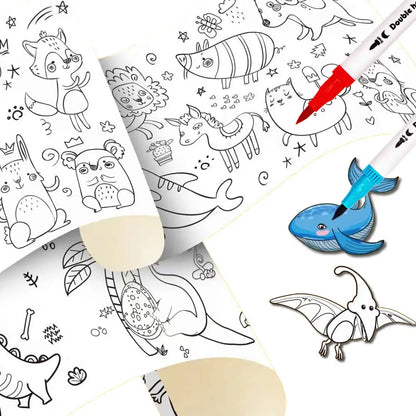 90cm Animal Canvas Children's Drawing Roll DIY Coloring Paper Roll Color Filling Graffiti Paper-cut Painting Educational School