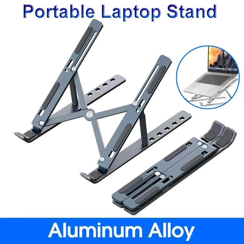 Foldable Adjustable Laptop Stand – Portable Aluminum Alloy & ABS Notebook Holder for MacBook, Laptop, PC