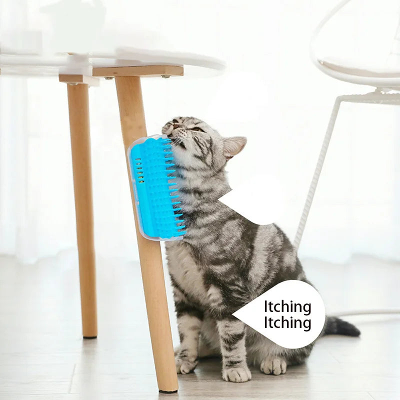 Wall Corner Cat Scratcher Brush – Self Grooming Pet Comb & Massager