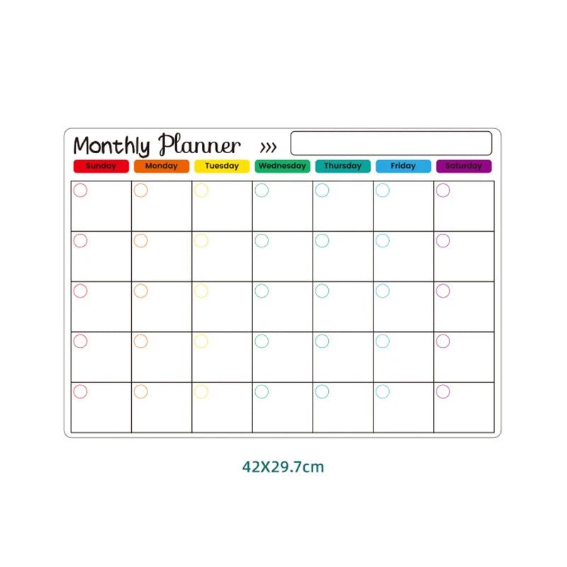 Magnetic Monthly Weekly Planner Dry Erase Whiteboard – Reusable Blackboard Fridge Sticker for Scheduling & Notes