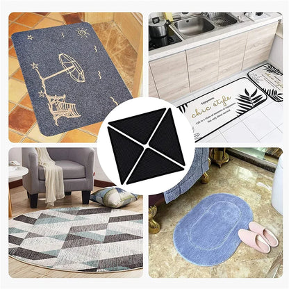 وسادات تثبيت السجاد المانعة للانزلاق والقابلة لإعادة الاستخدام - ملصقات سجاد مضادة للالتفاف، قابلة للغسل ومقاومة للغسل