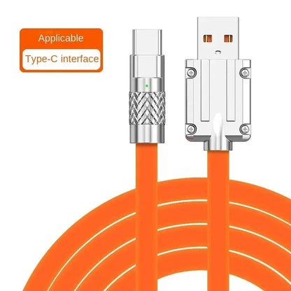 كابل شحن سريع للغاية من النوع C بقوة 120 واط وتيار 6 أمبير، مصنوع من السيليكون السائل، بطول 1 متر، متوافق مع أجهزة هواوي وسامسونج وشاومي.