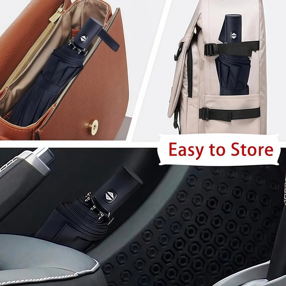 8-Rib Automatic Folding Umbrella – Windproof Compact Umbrella with UV Protection for Sun & Rain