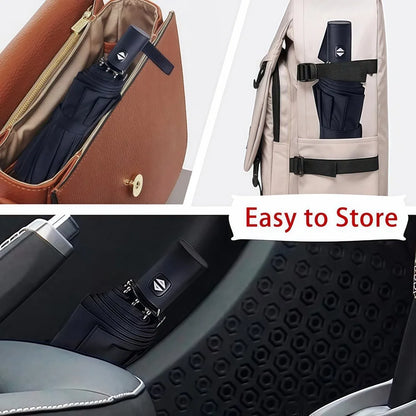 8-Rib Automatic Folding Umbrella – Windproof Compact Umbrella with UV Protection for Sun & Rain