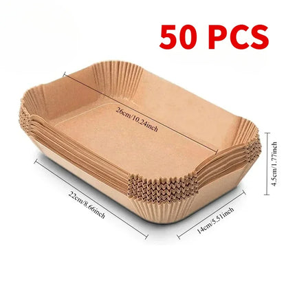 Extra Large Rectangular Paper Air Fryer Liners - Non-Stick, Easy Clean, Space Saving, Oven Safe, Disposable Paper Baskets And Bo