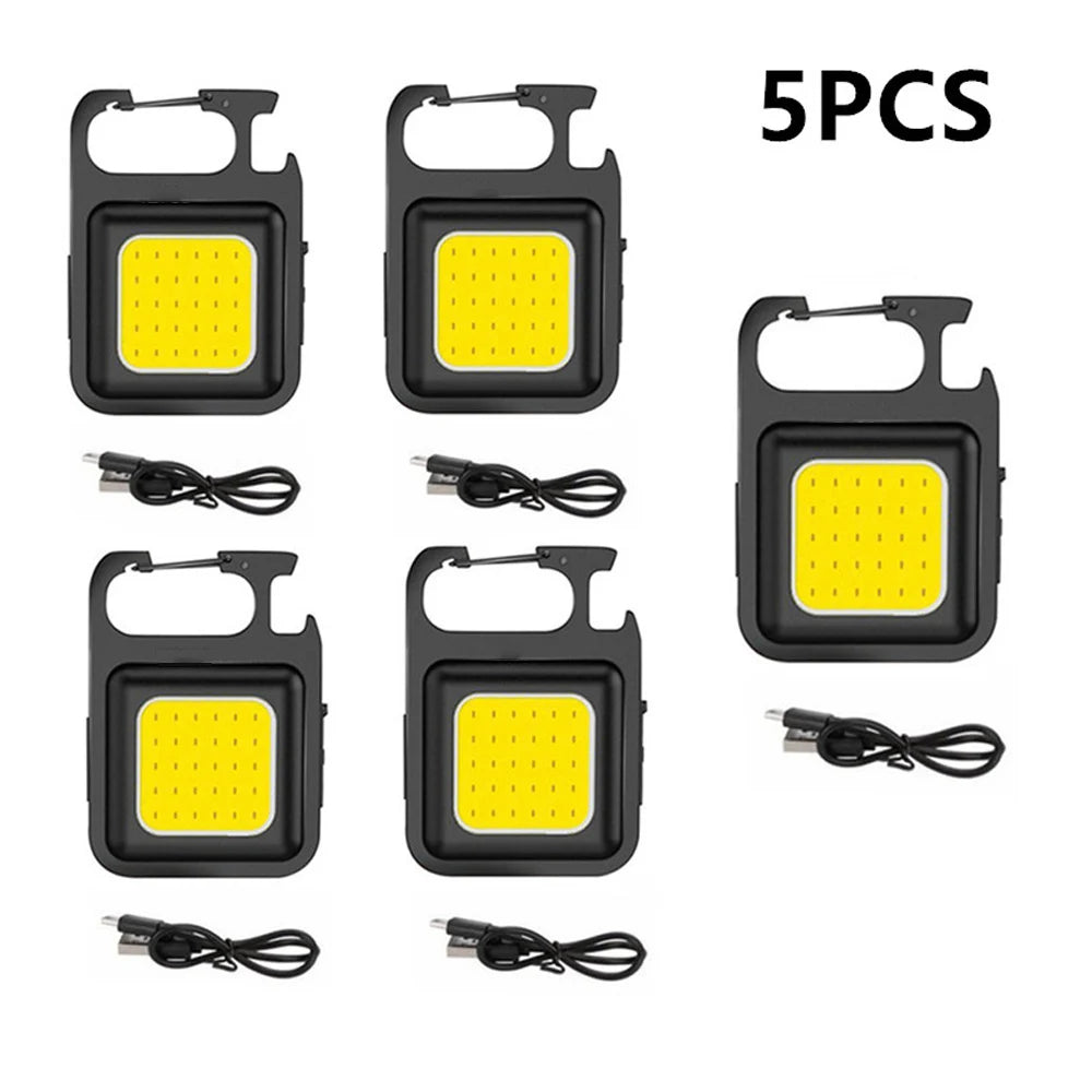 Super Bright Mini COB Keychain Flashlight – Portable Rechargeable Camping Light with Magnet & 4 Lighting Modes