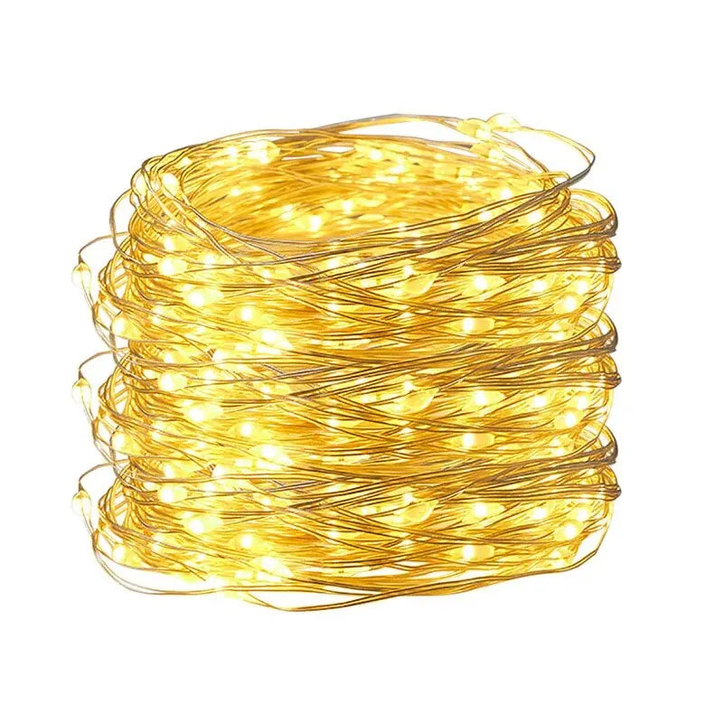 سلسلة أضواء LED USB بطول 5 أمتار، سلك فضي - أضواء خرافية مقاومة للماء لتزيين حفلات الزفاف وأعياد الميلاد 