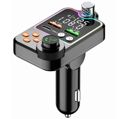 Bluetooth 5.0 Car Charger Dual USB Type C Quick Charge Hands-free Call Kit FM Transmitter MP3 Player Car Cigarette Lighter