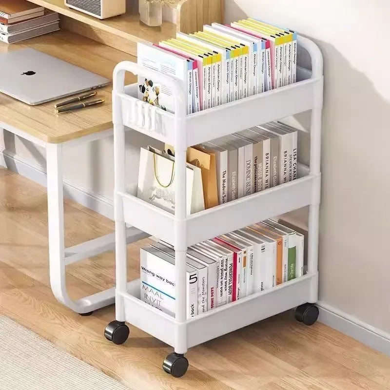 Multi-Layer Utility Rolling Cart with Lockable Wheels – Small Floor-to-Floor Storage Rack for Kitchen, Bathroom & Bedroom