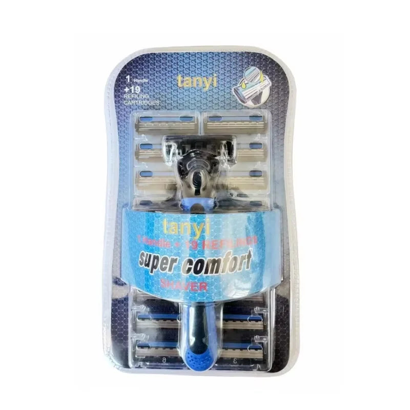 ماكينة حلاقة قابلة لإعادة الاستخدام بثلاث طبقات - نظام حلاقة متعدد الأدوات مع 18 شفرة