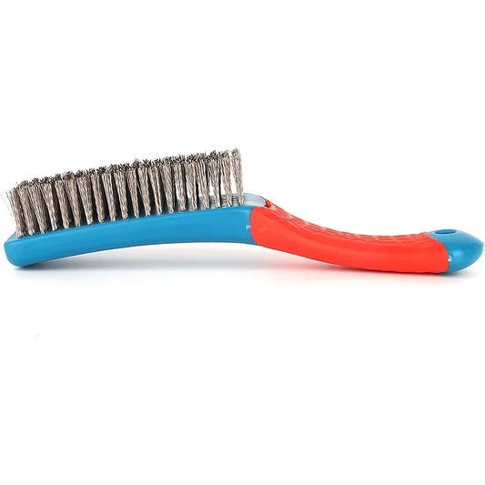 Heavy Duty Stainless Steel Wire Brush with Plastic Handle – Rust, Paint & Dirt Removal Tool