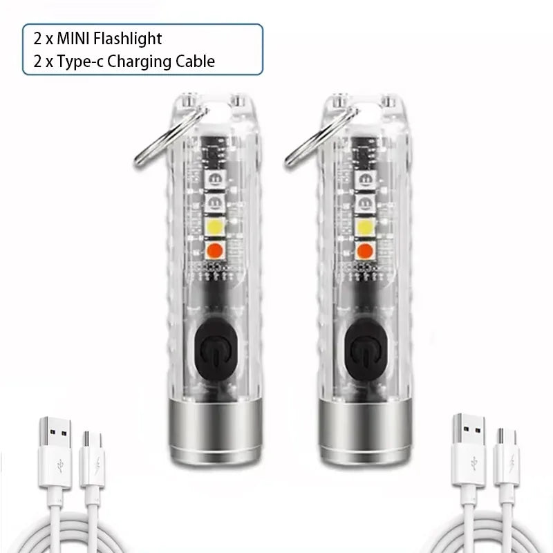 مصباح يدوي صغير متعدد الوظائف بتقنية LED، مصباح محمول يُعلق على سلسلة المفاتيح، مصباح مغناطيسي، مصباح قابل لإعادة الشحن عبر منفذ USB، مصباح يعمل بالأشعة فوق البنفسجية، مصباح طوارئ للتخييم 