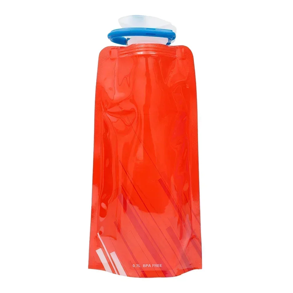 700ml Folding Soft Water Bottle – Ultralight Reusable Bag with Handle & Hook for Hiking & Travel