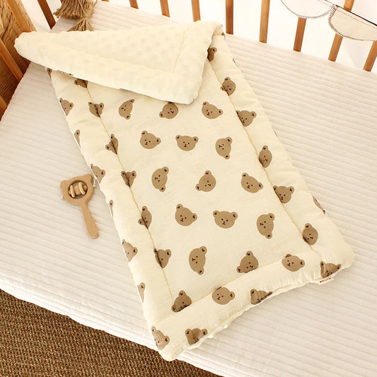 Double-Sided Baby Crib Mattress Pad – Thick Cotton Toddler Bed Cushion for Cradle & Stroller