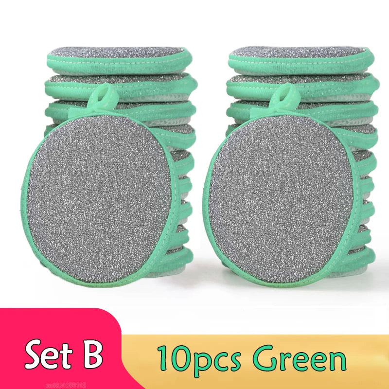 5/10/20pcs Double-Sided Dishwashing Sponges – Non-Scratch Kitchen Cleaning Pads for Pots & Pans
