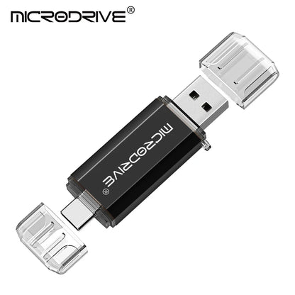 محرك أقراص فلاش USB من النوع C بتقنية OTG 2 في 1، يدعم USB 2.0 وMicro USB، متوفر بسعات 128 جيجابايت، 64 جيجابايت، 32 جيجابايت، 16 جيجابايت، 8 جيجابايت، و4 جيجابايت.