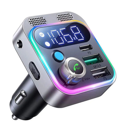 2024 Bluetooth 5.3 FM Transmitter for Car Stronger Dual Mics Deep Bass Sound 48W PD&QC3.0 Car Charger Bluetooth Adapter