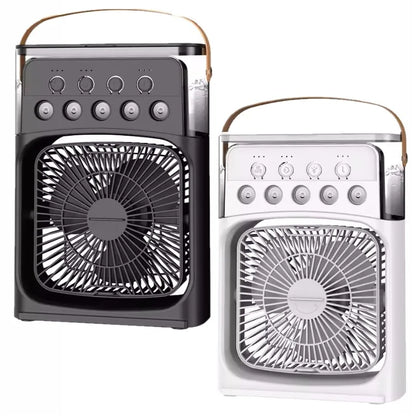 مروحة تبريد هواء منزلية 3 في 1 - مزودة بإضاءة ليلية LED، ومرطب هواء، ومكيف هواء صغير يعمل بمنفذ USB