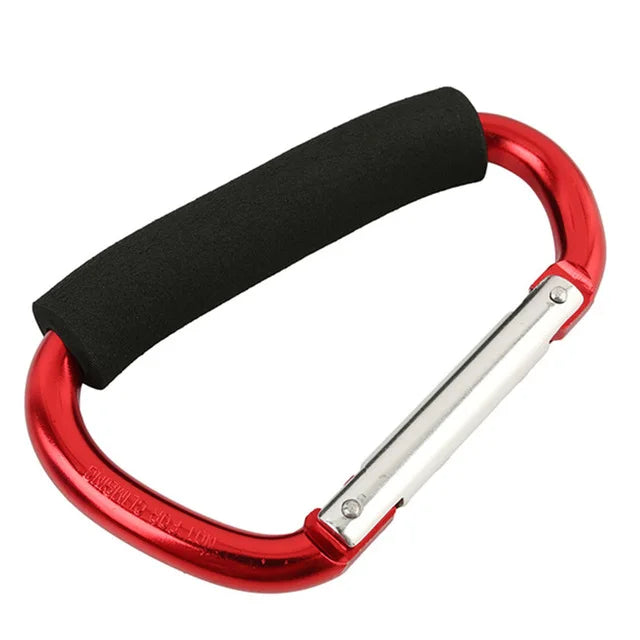 منظم خطافات عربة الأطفال كبير الحجم - مشبك حلقي من الألومنيوم على شكل حرف D للحقائب والمحافظ