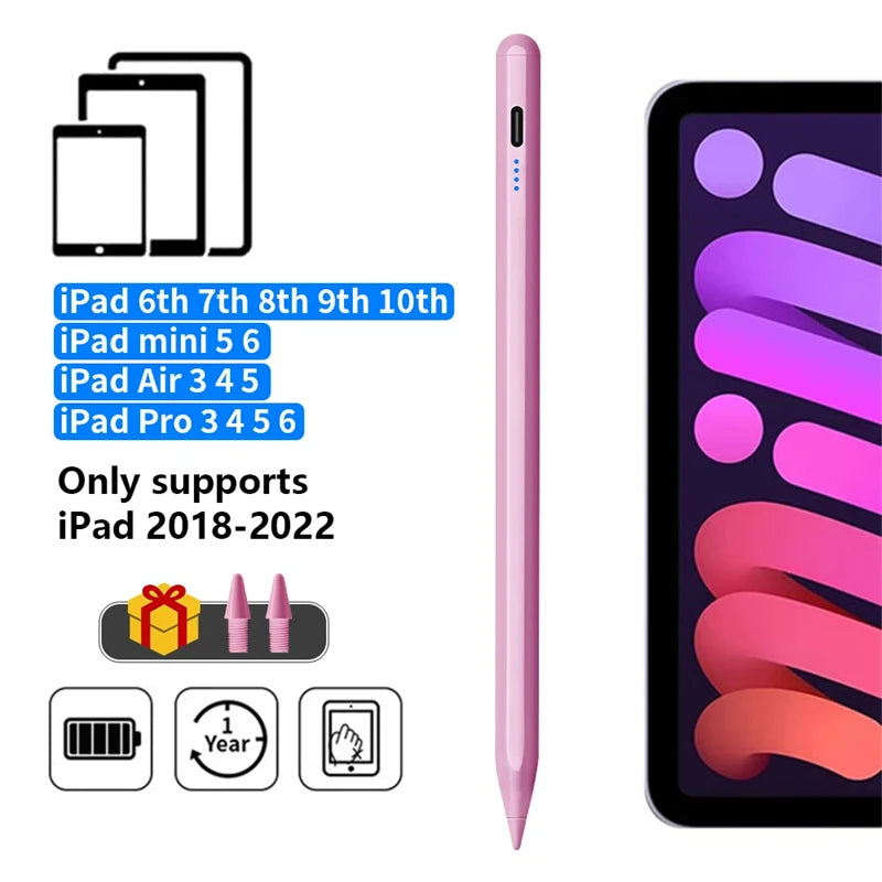 قلم Apple Pencil 2، شاشة عرض مع خاصية رفض راحة اليد، ملحقات iPad، iPad 2022، 2021، 2020، 2019، 2018، Pro 11، 12.9، Air Mini، قلم اللمس 