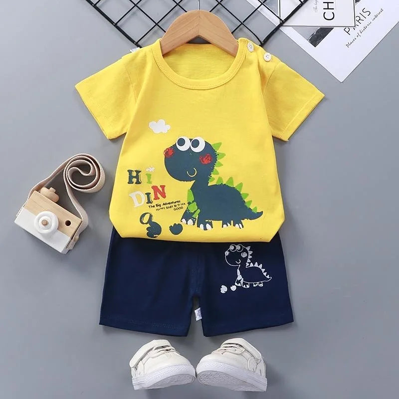 100% Cotton Toddler Outfit Set – Soft Summer T-Shirt & Shorts 2PCS for Boys and Girls (Ages 1–7 Years)