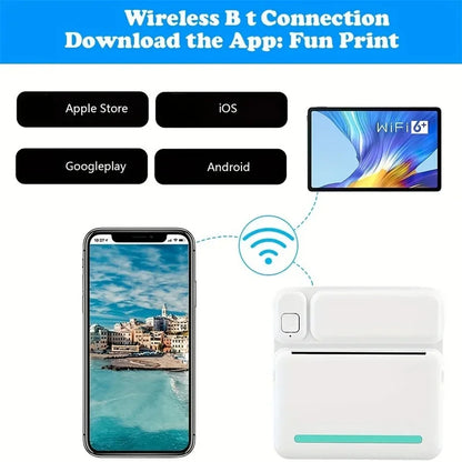 C19 MINI Portable Thermal Printer – Wireless Bluetooth Photo & Label Printer for Android & iOS, 58mm Printing