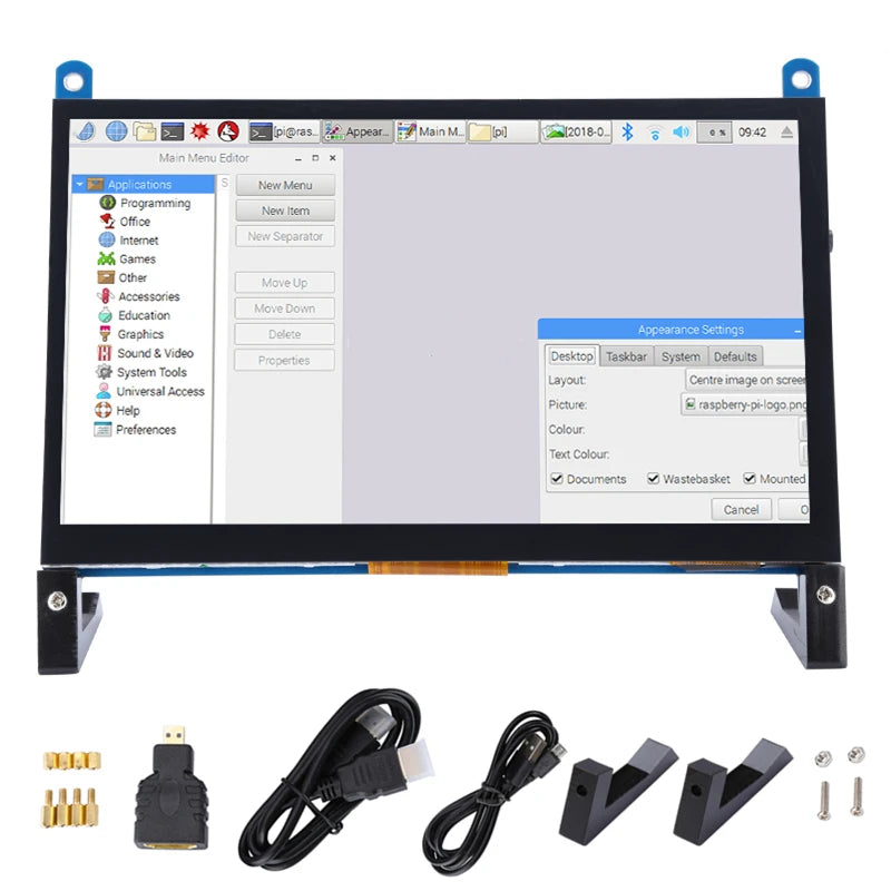 New 7 Inch IPS TFT LCD Display Touch Screen Monitor 1024*600 RGB Pixels USB HDMI-compatible for Raspberry Pi 4B 3B+ AIDA64