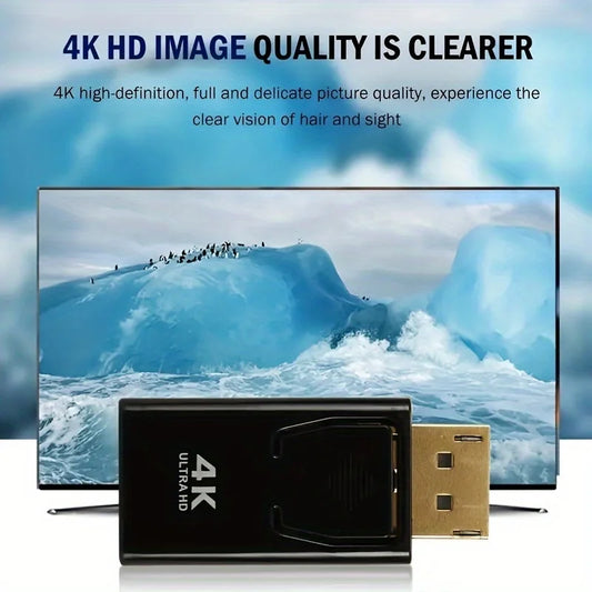 DisplayPort to HDTV 4K Adapter – DP Male to HD Female Video & Audio Converter for Computer, TV & Laptop