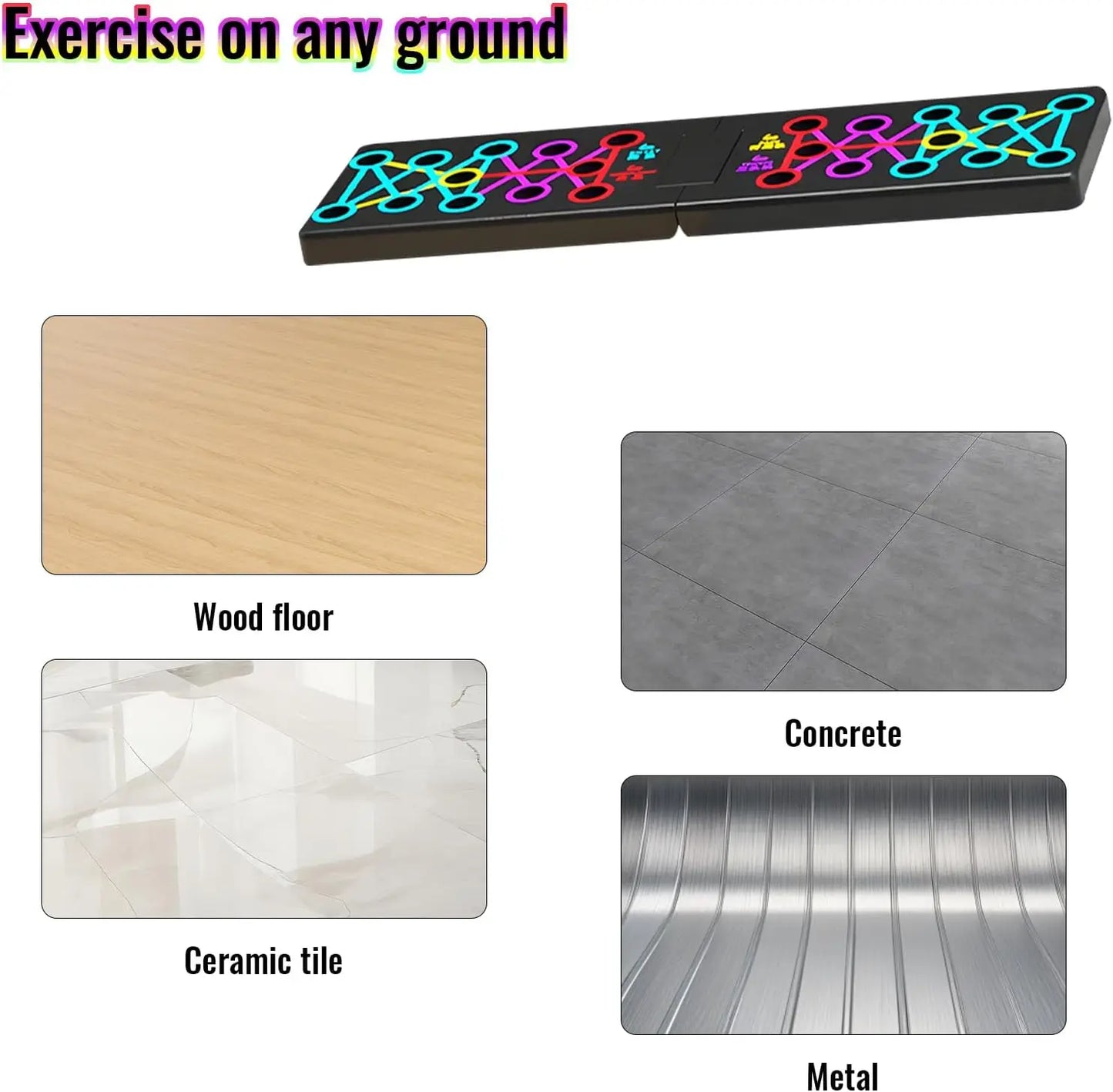 مجموعة ألواح تمارين الضغط المحمولة – قضبان تمارين ضغط متعددة الوظائف قابلة للطي لتمارين الصدر والذراعين والظهر